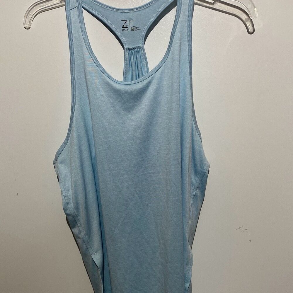 Z By Zella Women's Light Blue Scoop Neck Racerback Tank Top Size Large